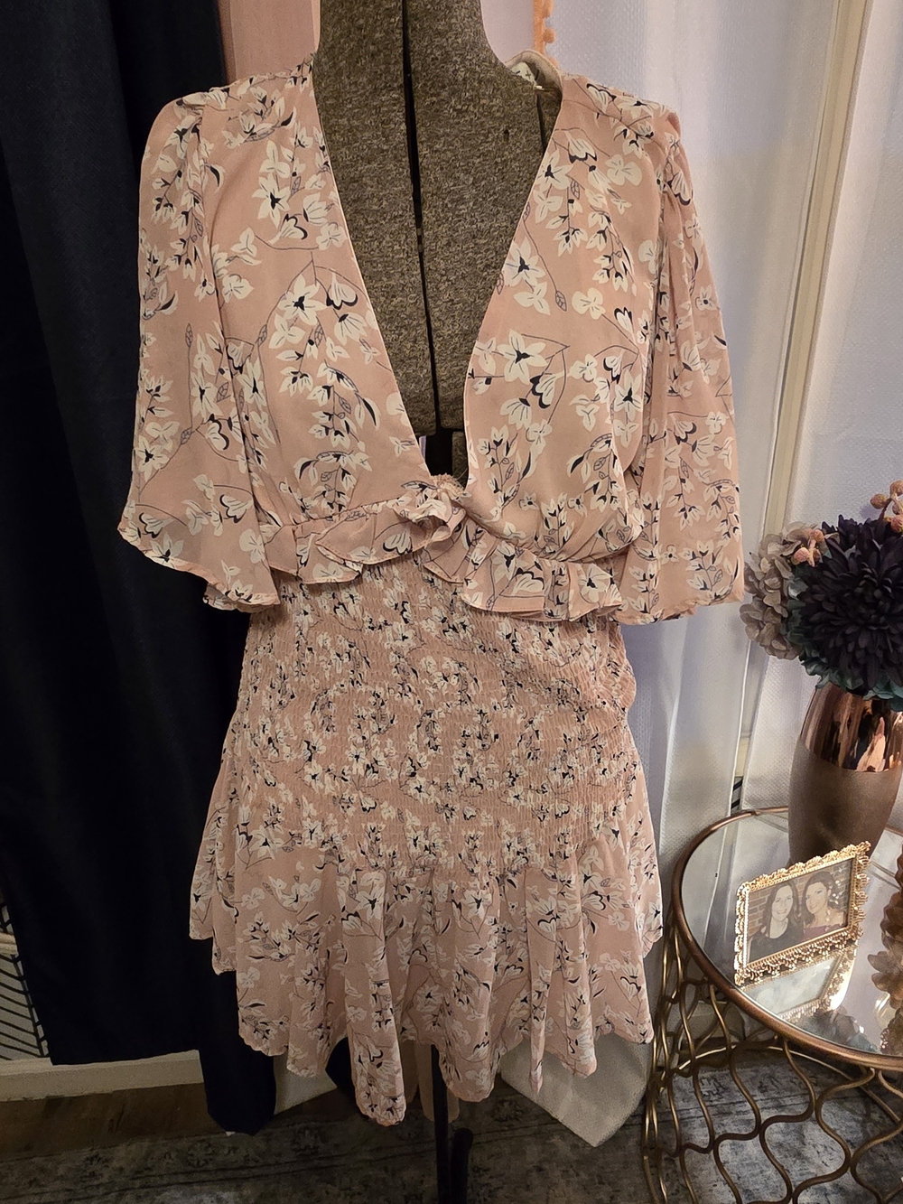 Sky Dusty Pink Floral Mini Dress